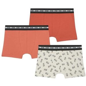 Dim Boxershorts voor jongens, modieus, katoen, stretch, 3 stuks, beige/oranje/rood, 10 Jaar