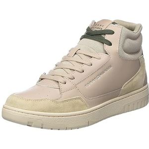 Tommy Hilfiger Heren Th Basket Core Midcut LTH Fm0fm04795 Cupsole Sneaker, Beige Cashmere Creme, 44 EU