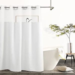 Yin Yang Thema 3D douchegordijn, zwart-wit badkamer douchegordijnen, schimmelbestendig, waterdichte badkamergordijnen, wasbare stof decor badgordijnen met 12 haken, 180 x 180 cm