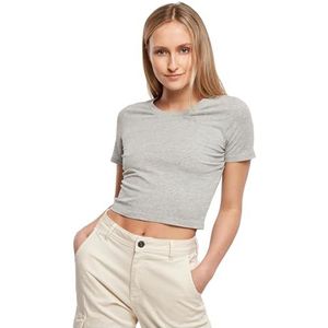 Build Your Brand Dames T-shirt Dames Cropped Tee, kort gesneden T-shirt voor vrouwen, regular fit, maten XS - 5XL, grijs, S