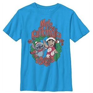 Disney Mele Kalikimaka Stitch T-shirt voor jongens, Turkoois, XL