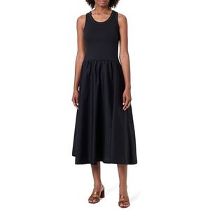 GANT MIDI JERSEY WOVEN COMBO-jurk, zwart, S