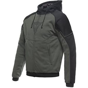 Dainese Daemon-X Safety Hoodie Full Zip motorsweatshirt van stof, schouder- en elleboogbescherming, motorjas voor heren, groen/zwart, maat 44