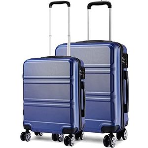 Kono Fashion handbagage, lichtgewicht ABS trolley met harde wand, reiskoffer, Marine, 28