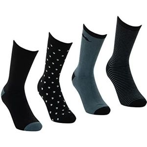 Athena Sokken Heren Mode Lm60, Uni Black/Black A Erwt/Uni Grijs/Gestreept Zwart Grijs, 43-46