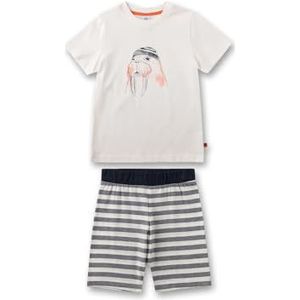 Sanetta Kinderpyjama voor jongens, korte shorty, 100% biologisch katoen, wit pebble, 140 cm