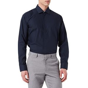 Seidensticker Heren business overhemd - extra slim fit - strijkvrij - Kent kraag - lange mouwen - 100% katoen, donkerblauw, 42