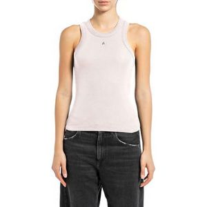 Replay Dames Slim Fit Rib Tanktop, 565 poederroze, M