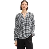 TOM TAILOR Chemisier - Zwart Geometrisch - Katoen - Regular Fit