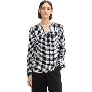 TOM TAILOR Chemisier - Zwart Geometrisch - Katoen - Regular Fit