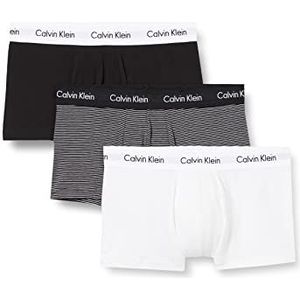 Calvin Klein Boxershorts heren 3p Low Rise Trunk , wit/B&w Stripe/Zwart , L