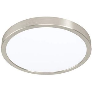 EGLO Led-plafondlamp Fueva 5, Ø 28,5 cm, 1-lichts opbouwlamp van staal en een kunststof lichtoppervlak, plafondlamp in nikkel-mat, wit, led-opbouwlamp