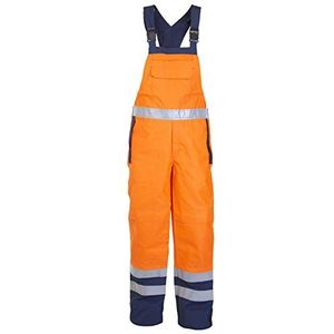 Hydrowear 043414 Marum Bib and Brace Broek, 49% katoen/50% Polyester/1% antistatische vezels, 64 maten, Oranje/marine