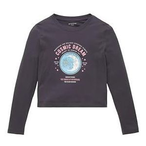 TOM TAILOR T-shirt met lange mouwen voor meisjes, 29476 - Coal Grey, 128 cm