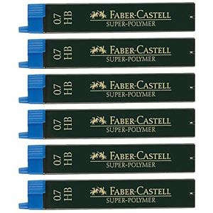 Faber-Castell 205039 - Super Polymeer stiftset, 6 stuks met elk 12 stiften, 0,7 mm, hardheid HB