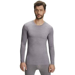 FALKE Heren Top van onderlaag Wool-Tech Light Round Neck M L/S SH Wol Functioneel material Sneldrogend 1 Stuk, Grijs (Grey-Heather 3757), M