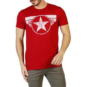 Marvel Heren Captain America Cap Logo T-shirt, Antieke Kersen Rood, L
