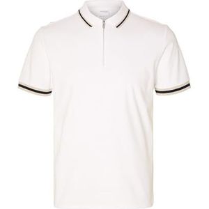 SELETED HOMME Slhslim-Toulouse Detail Ss Polo Noos Poloshirt voor heren, wit (bright white), S