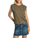 Pepe Jeans Dames Freija, T-shirt, groen, S, Groen (Leaf Green), S