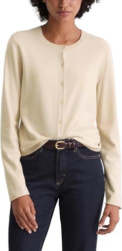 Marc O'Polo - Gebreid Vest - Beige - Slanke Pasvorm - Lange Mouw