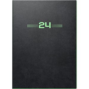 BRUNNEN Weekkalender NEON model 796 2024 2 pagina's = 1 week bladgrootte 14,8 x 20,8 cm zwart met neonrand groen