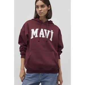 Mavi Dames Logo Hoodie Pullover, Pomegranate, S, donkerrood, S