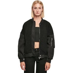 Urban Classics Oversized bombardeer-jas voor dames, sherpa-gemengd weefsel, zwart., 5XL