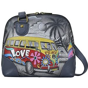 Anna by Anuschka Kleine leren tas met meerdere vakken en ritssluiting, Happy Camper., One Size