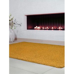 Benuta Hoogpolig tapijt Swirls Shaggy langpolig geel 80x150 cm kunstvezel