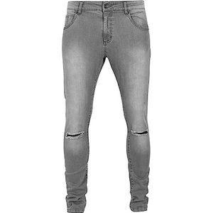 Urban Classics Heren Fit Knee Cut Denim Pants Slim Jeans, grijs (grey 111), 46 NL (Fabrikant maat: 28)