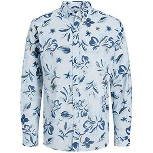JACK & JONES Heren JPRBLASUMMER Linen Print Shirt L/S SS23 hemd, Wit/AOP: Slim Fit, M, Wit/Aop:slim fit, M