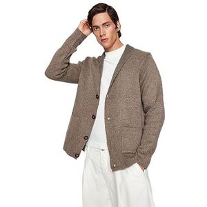 Trendyol Heren recht lange mouwen gebreide trui reguliere trui, nerts, S heren, Mink, S