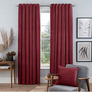 Sleepdown Luxe Chenille Oogje Gevoerde Gordijnen voor Slaapkamer en Woonkamer 66 x 54 Inch Rood 2 Panelen