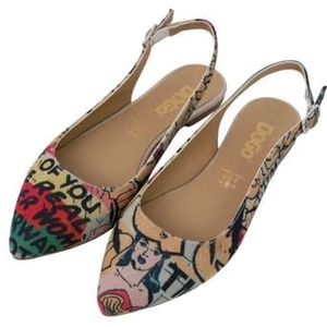 DOGO Dames veganistisch leer meerkleurig platte schoenen - Warner Bros Wonder Woman motief, Meerkleurig, 37 EU