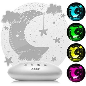 reer 52121 ColourLumy ""maan"" nachtlampje voor kinderen met acrylglasplaat, kleurverandering, drie helderheidsniveaus, timerfunctie, grijs