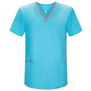 MISEMIYA - Medische uniformen unisex top verpleegster ziekenhuis beroepskleding G713, lichtblauw, M