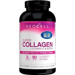Tudor Neo Cell Super Collageen Peptiden + Vitamine C & Biotine, 3 g collageen per portie, glutenvrij, gezond haar, mooie huid en nagelondersteuning, voedingssupplement, 270 tabletten
