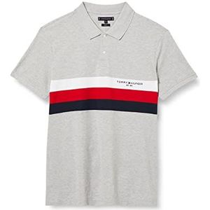 Tommy Hilfiger Heren Borst Colourblock Slim Polo S/S, lichtgrijs Hei, S