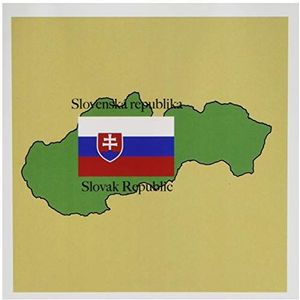 3drose de kaart en de vlag van de Sloganse Republiek in en Engels Slowaai. – Wenskaarten, 6 van foto, set 12 (GC 39223 2).