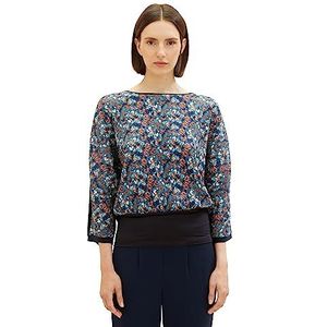 TOM TAILOR T-shirt voor dames, 32370 - Navy Small Tie Dye Floral, L