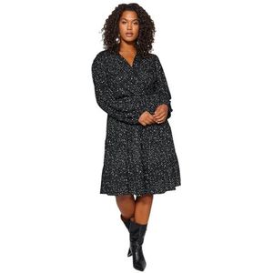 TRENDYOL Trendyol Damesjurk, rechte midi-jurk met lange mouwen, casual, casual, oversized, A-lijn, zwart, 48 NL