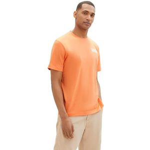TOM TAILOR Basic T-shirt met ronde hals voor heren met structuur, 35115 - Fruity Orange White Injected, XXL