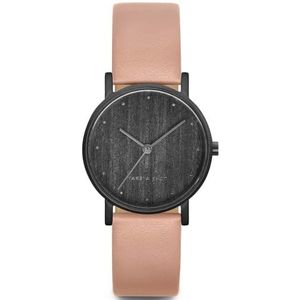 TAKE A SHOT Houten horloge voor dames - klein houten polshorloge met veganistische armband, analoog kwarts dameshorloge met houten wijzerplaat diameter 27 mm - Mila, multicolor, riem