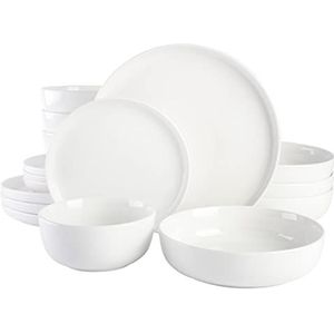 Gibson Home Oslo Porseleinen Servies Set, Service voor 4 (16 stuks), Wit