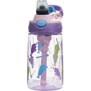 Contigo Easy Clean Autospout kinderdrinkfles met rietje, BPA-vrije robuuste waterfles, 100% lekvrij, gemakkelijk te reinigen, ideaal voor kinderopvang, school en sport, 420 ml, paars, groen, blauw