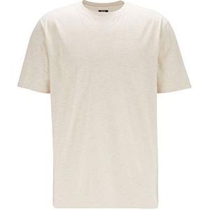 BOSS Heren Tseed gestreept T-shirt van biologisch katoen en hennep, Lichtbeige 272, S