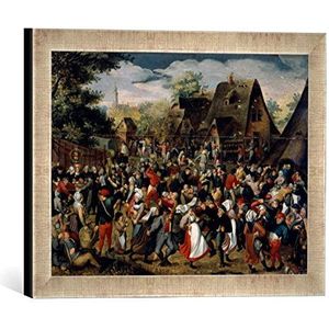 Ingelijste foto van Pieter Brueghel van de jongere ""Landelijk feest"", kunstdruk in hoogwaardige handgemaakte fotolijst, 40x30 cm, zilver raya