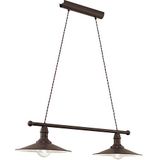 Eglo Stockbury Hanglamp, hanglamp met 2 lichtpunt, industrieel, vintage, retro, hanglamp van staal in antiekbruin en beige, eettafellamp, woonkamerlam