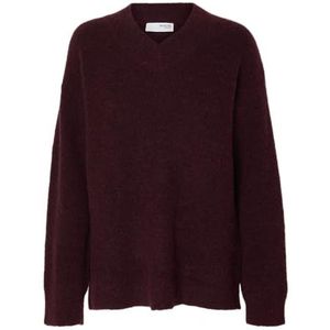 SELECTED FEMME Slfsia Ras Ls Knit Long V-Neck Noos, Fig, M