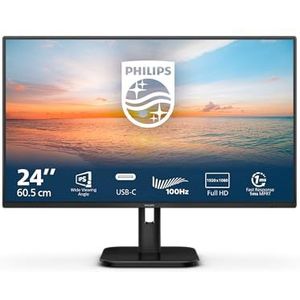 PHILIPS 24E1N1300A - 24 inch monitor, luidspreker (1920x1080, 100 Hz, HDMI, USB-C (65W PD), USB-hub) zwart
